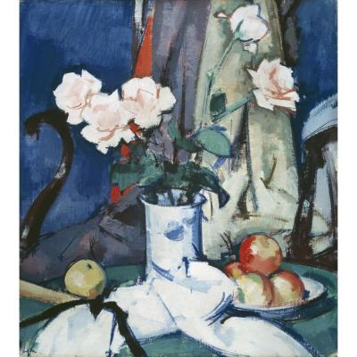 Samuel John Peploe – Still Life with Apples and Pink Roses